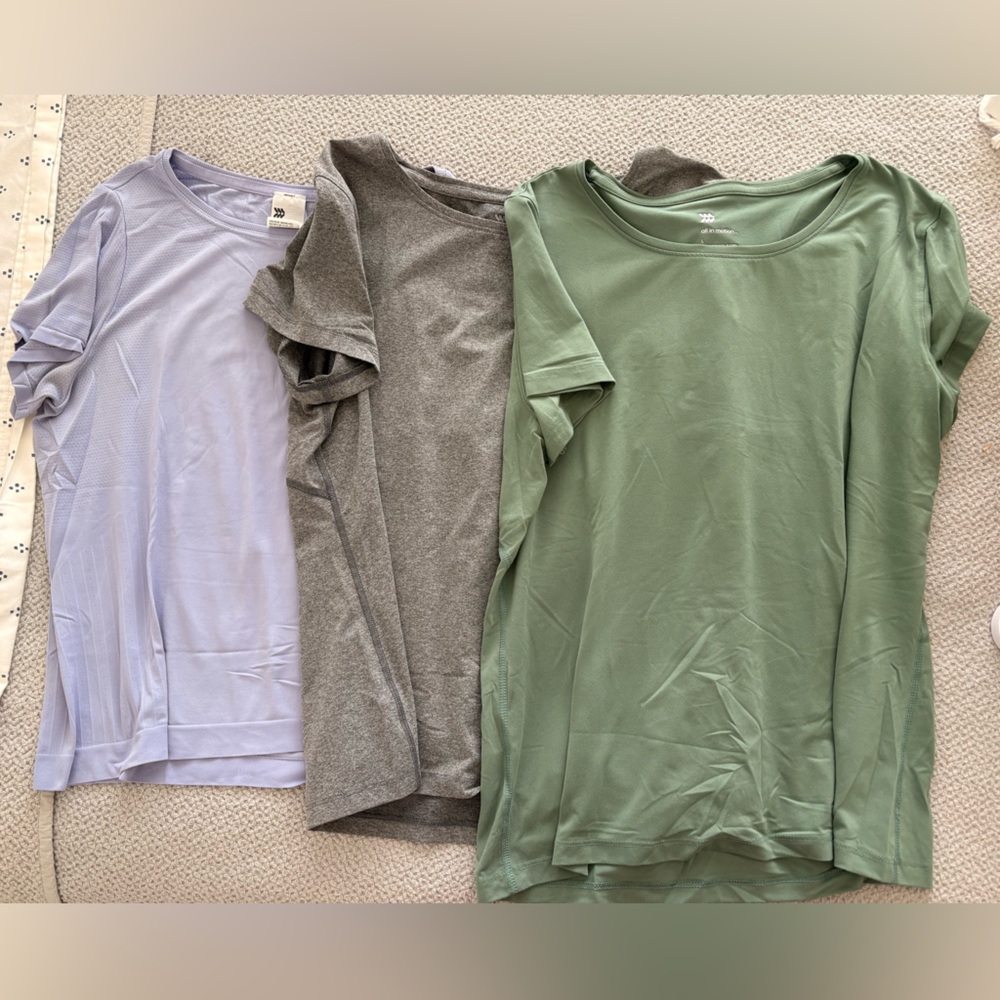 All in Motion Short Sleeve Tees - Lavender, Gray, and Green